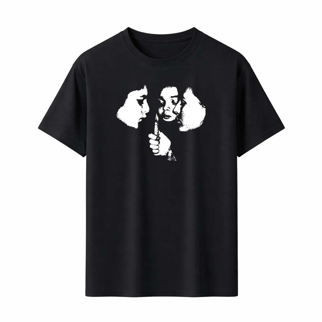 Abstract Face Art T-Shirt Men Women High Contrast Print Tee Horror Style Graphic Top Streetwear Dark Aesthetic Vintage - Men ... S разноцветный