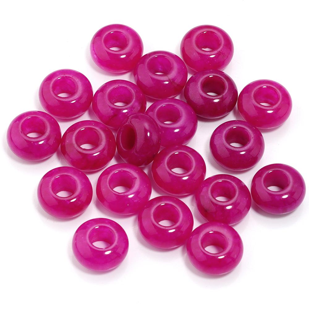 6pcs 14x8mm Natural Stone Beads Amethyst Tiger Eye Agate Jade Abacus Shape Big Hole Loose Beads for Jewelry Making DIY Bracelets