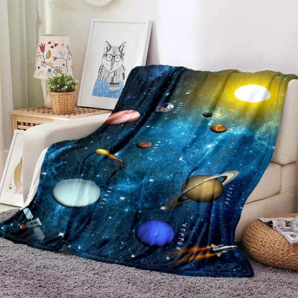 Galaxy Stars In Space Digital-printed Polyester Bedroom Velvet Flannel Cover Blanket Fleece Soft Sofa Cover Blankets for Beds