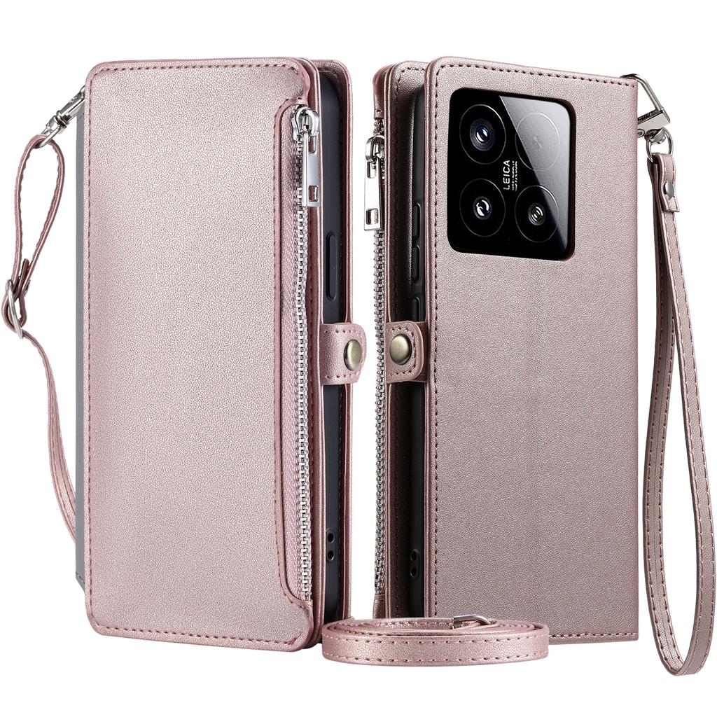 015 Style For Xiaomi 15 Case TPU+PU Leather Wallet Phone Cover with Straps