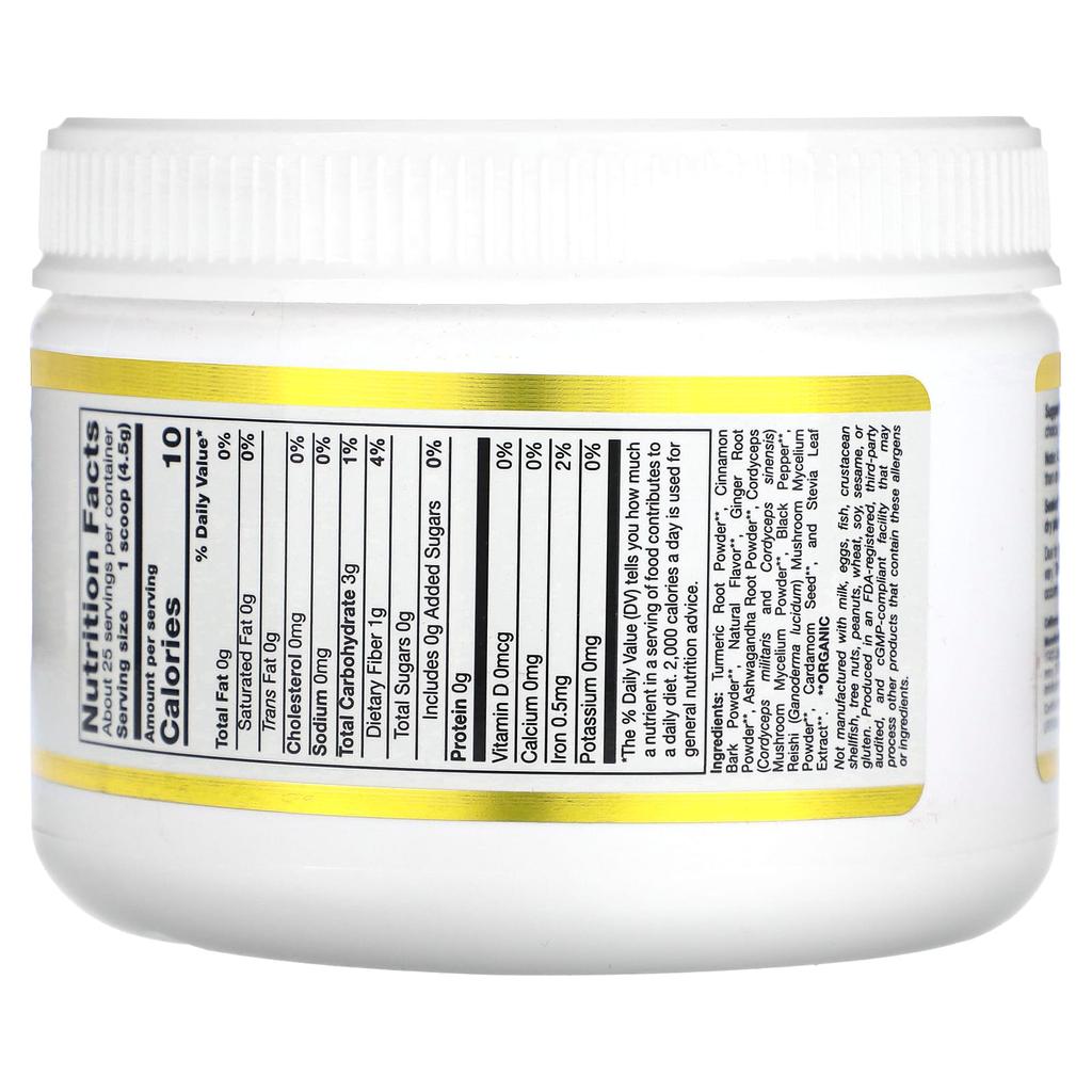 California Gold Nutrition, Superfoods, GoldenCeps, Organic Turmeric with Adaptogens, 4 oz (114 g)