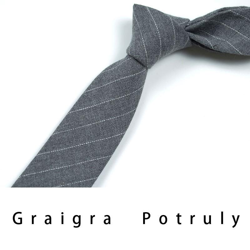 Houndstooth Plaid Coffee Gray 6cm Tie Men's Retro Casual Fashion