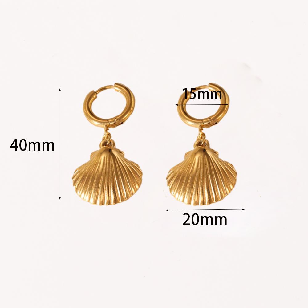 Summer Gold Stainless Steel Shell Starfish Crab Drop Earrings For Women Beach Ocean Hoop Drop Stud