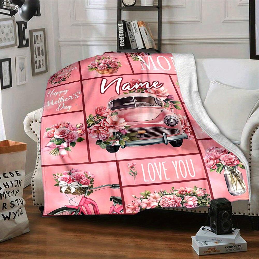 Mother'S Day Pink Car Floral Home Customization Blankets Comfortable Soft Lightweight Multiuse Blanket For Picnics Sofas Offices Beds Living Rooms