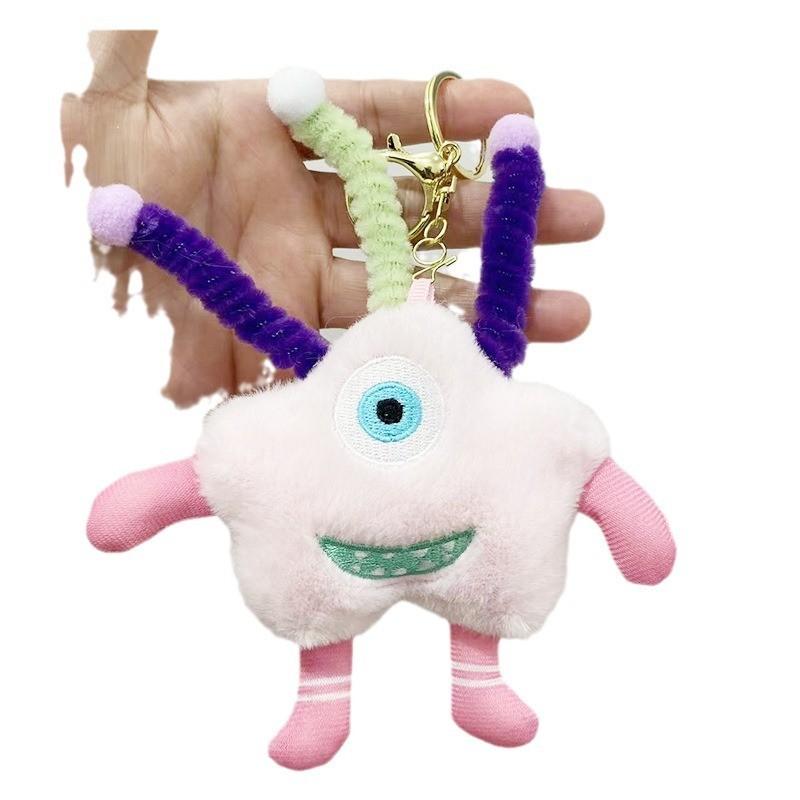 Charming Plush Keychain Toy Eye-catching Monster Design In Vibrant Colorful Options