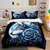 New Arrival! Wolf and Rose Print Bedding Set for Wolf Totem Lovers 1 Quilt Cover 2 Pillowcases Adult and Kids Bedding Set Gifts