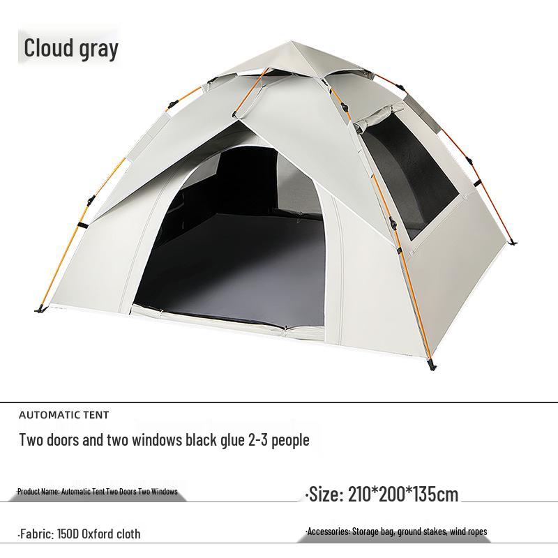 Automatic Outdoor Folding Camping Tent with Silver Coating - Rainproof and Durable