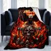 1PC Custom Name Eagle Skull Flames Artwork flannel blanket versatile,all-season throw suitable for the living room,bedroom,camping,travel,and gift