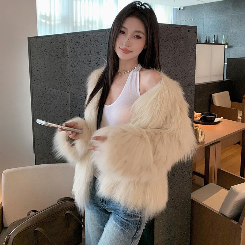 Imitation Rex rabbit fur integrated coat women's autumn and winter furry feeling rich daughter fur fur