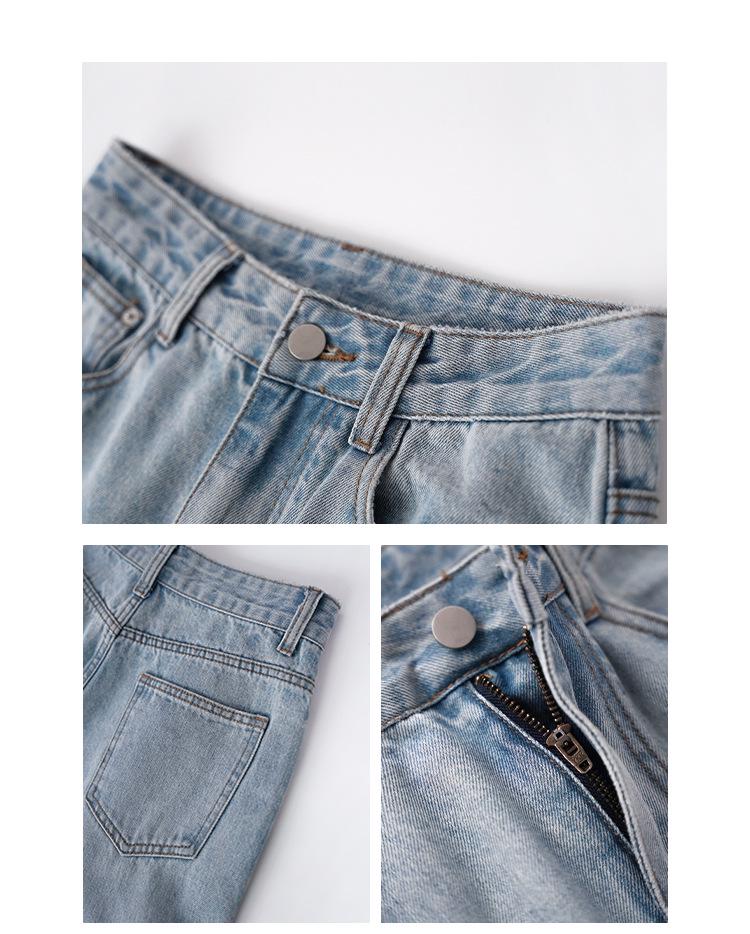 Interpretation of Beauty Retro High-Waisted Flared Jeans – Women's Slim Fit, Washed Summer Pants (C3192)