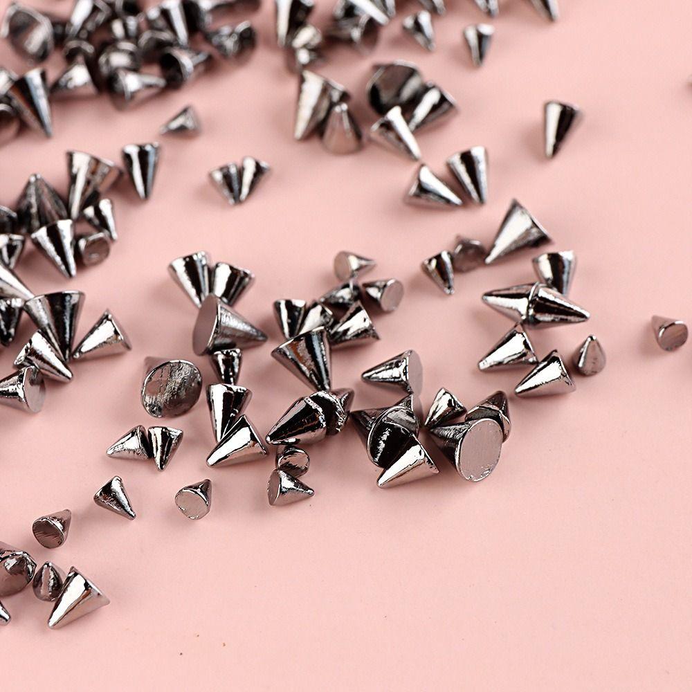 Appro150pcs/box 3D Cone Spike Nail Rhinestone Gold Silver Rivet Nail Decoration  Wedding Design