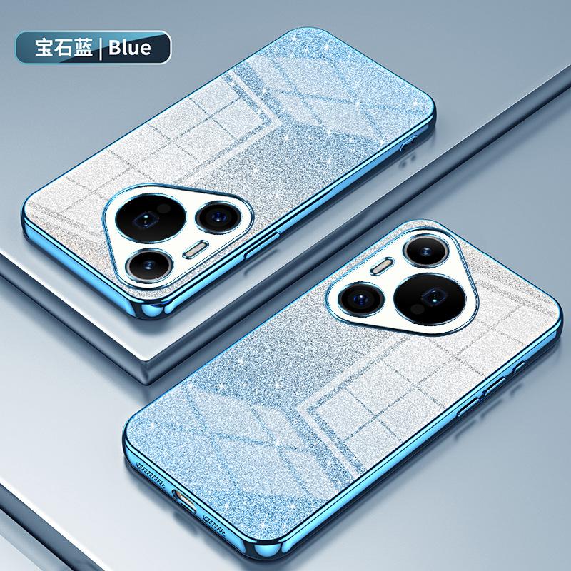 Applicable to Huawei Pura80Pro electroplated glitter mobile phone case Pura70Pro transparent P60 anti-drop protective case P30