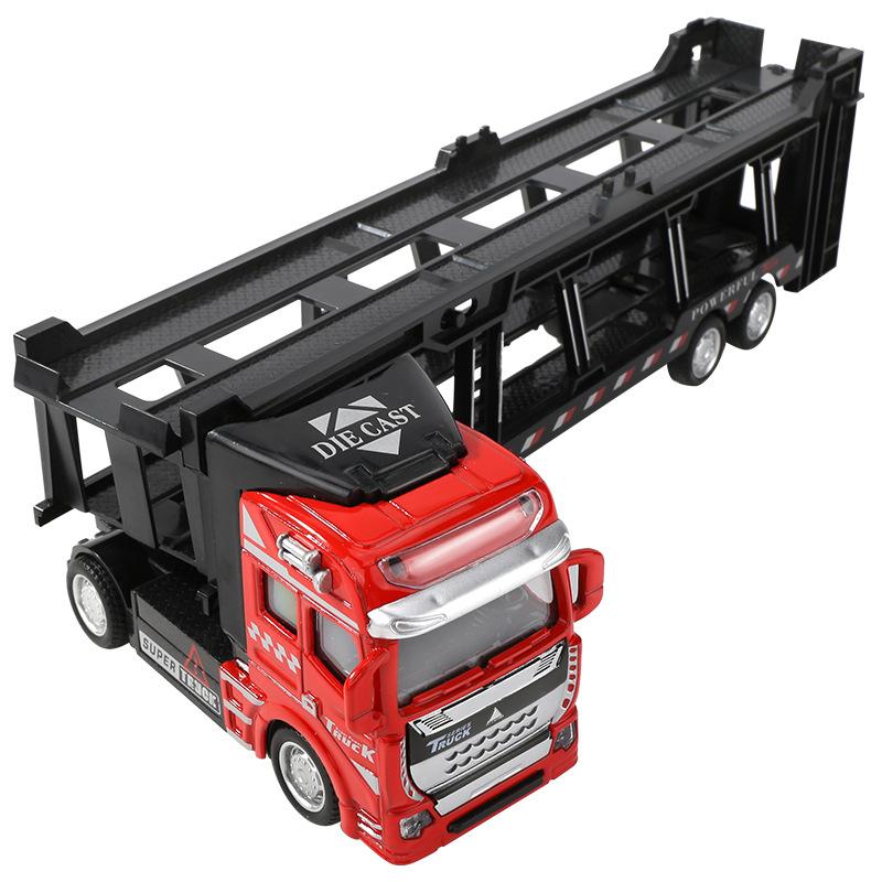 Model remorcă mare din aliaj, Simulare pentru copii, Platformă cu două straturi, Transportor inginerie, Set jucărie, Puzzle pentru băieți