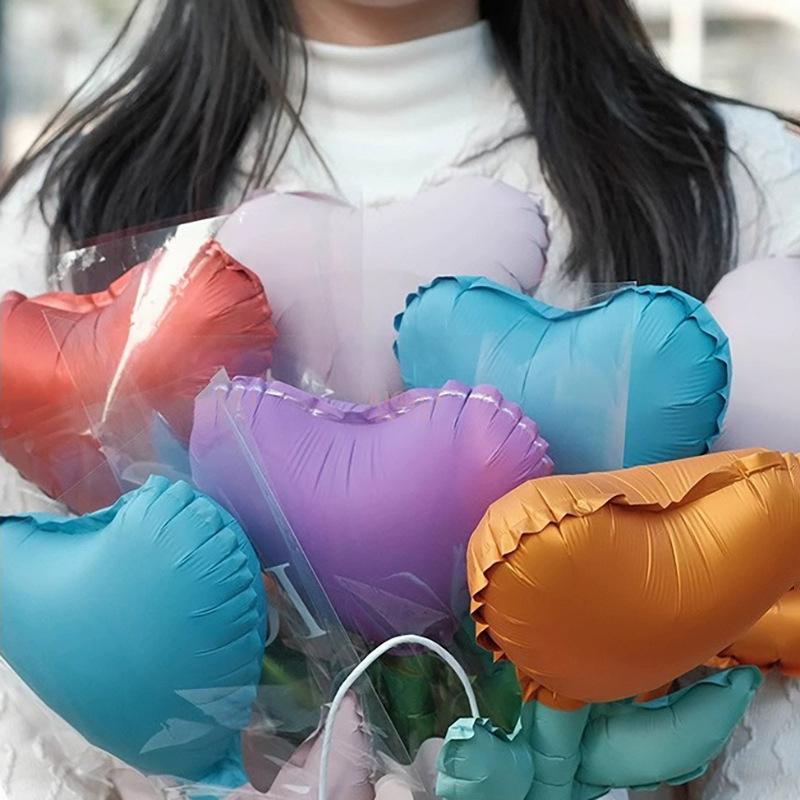 10Pcs Love Flower Balloons Valentine's Day Handheld Aluminum Foil Balloon Flowers Artificial Flower Balloon Best Gift for Party