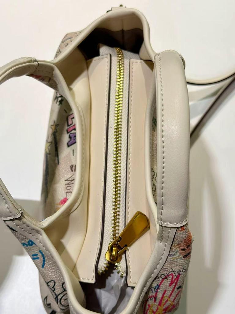 Graffiti Color Block Bucket Bag - Women's 2025 Trend, Large Capacity, Crossbody/Shoulder Style