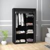 Fabric Wardrobe w/ Shelves Hanging Rail Foldable Wardrobe Black