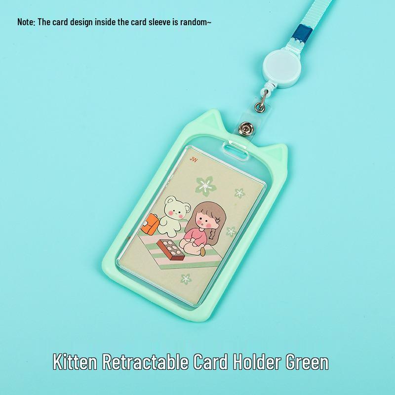 Creative Cartoon ID Card Holder with Lanyard - Cute, Transparent, and Waterproof for Students and Employees