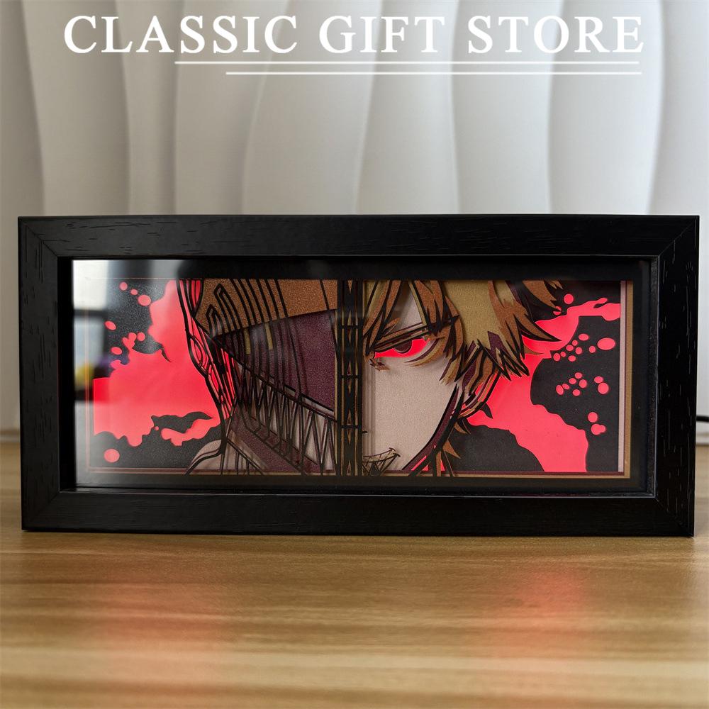 Black Photo Frame Kaneki Ken Cartoon Paper Carving 3D Anime Lamp LED Light Box Action Figure Room Decoration Lamp Christmas Gift