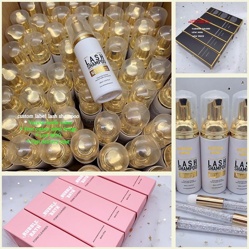 Lash Shampoo 60ml with Brush Eyelash Cleanser Foam Ready To Ship Lash Wash for Extensions Salon & Home Use Bulk