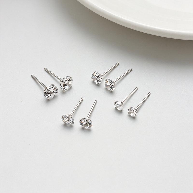 Sterling Silver S999 Zirconia Stud Earrings for Women - Simple, Versatile, and Sleep-Friendly