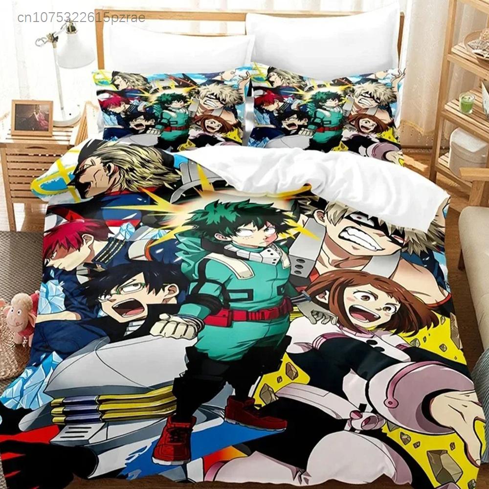 Nové povlečení My Hero Academia do ložnice Měkké moderní přehozy Pohodlný dětský povlak na peřinu Povlak na přikrývku a povlak na polštář