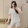 Women's Summer 2026 Cotton Pajama Set: Sweet Ins Style, Short Sleeve Cardigan & Shorts, Lightweight Two-Piece Homewear.
