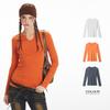 Womens Slim Fit Long Sleeve T-Shirt Pure Color Base Layer Top Regular Short Length Cotton Blend