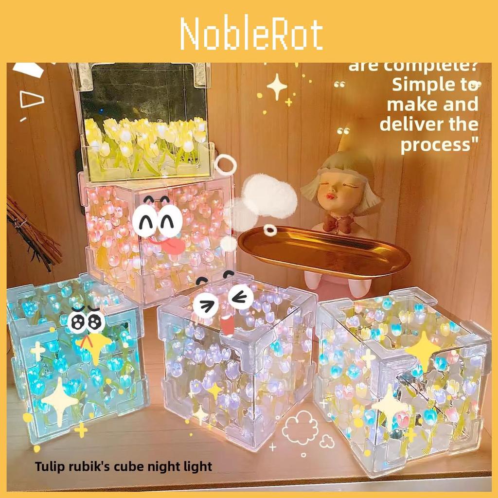 Tulip Flower Sea Night Lamp With Acrylic Shade And Button Switch For Home Decor