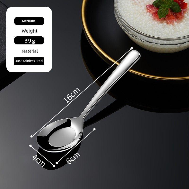 304 Stainless Steel Spoon Deepening Soup Spoon For Home Flats Spoon Children's Spoon Iron Soup Thickened Large Size Soup Drinking Spoon
