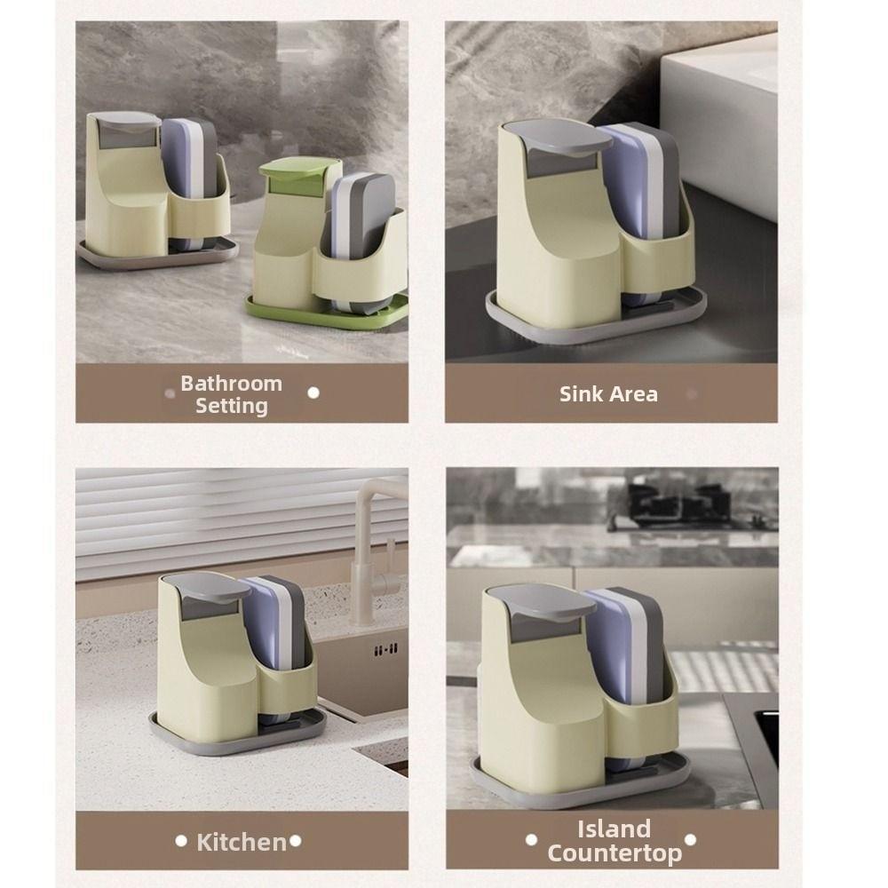 Dozownik mydła w płynie 2 w 1 Szczelny ze ściereczką gąbkową Podwójny dozownik mydła Praktyczny pojemnik na mydło w płynie typu naciskowego