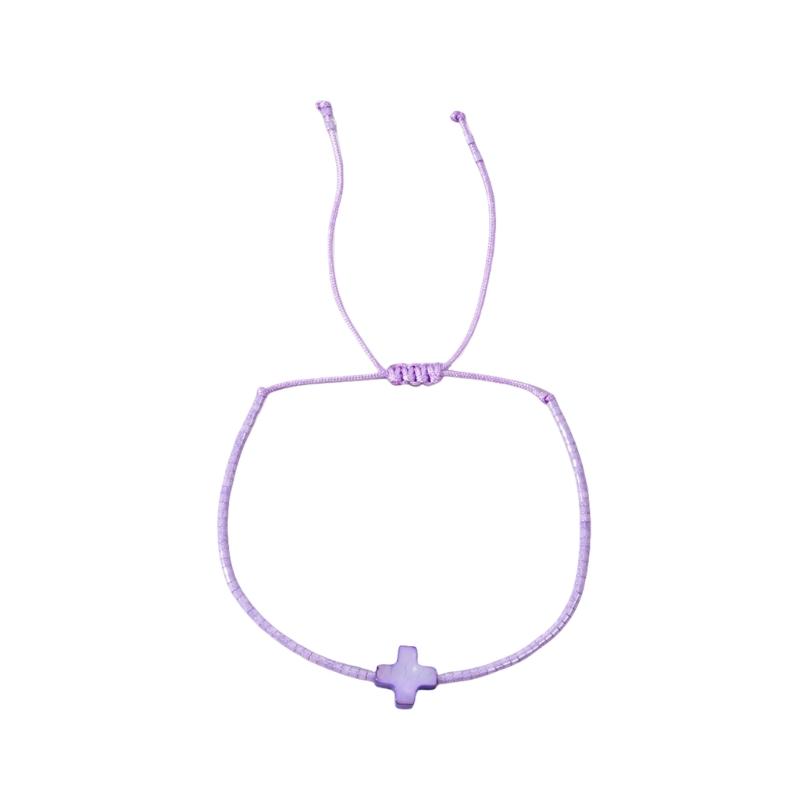 Elegantes handgefertigtes mehrfarbiges Perlenkreuz-Armband Verstellbares Schmuckzubehör für den Alltag Böhmische Stile