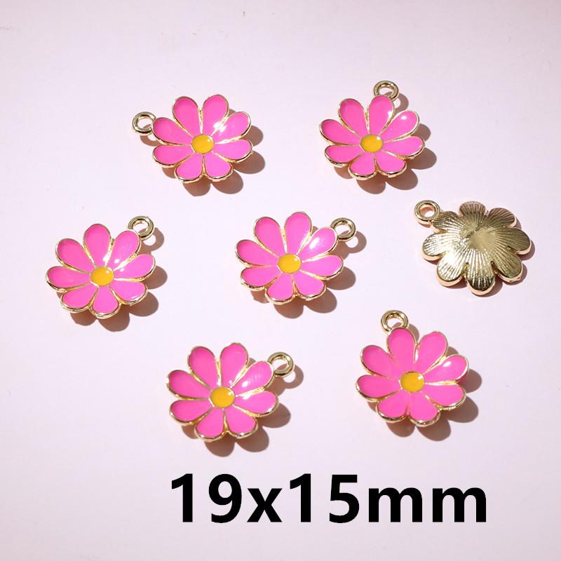 20pcs Enamel Flower Charms Pendant Alloy Metal DIY Jewelry Making Accessories Findings for Earrings Necklace Bracelet