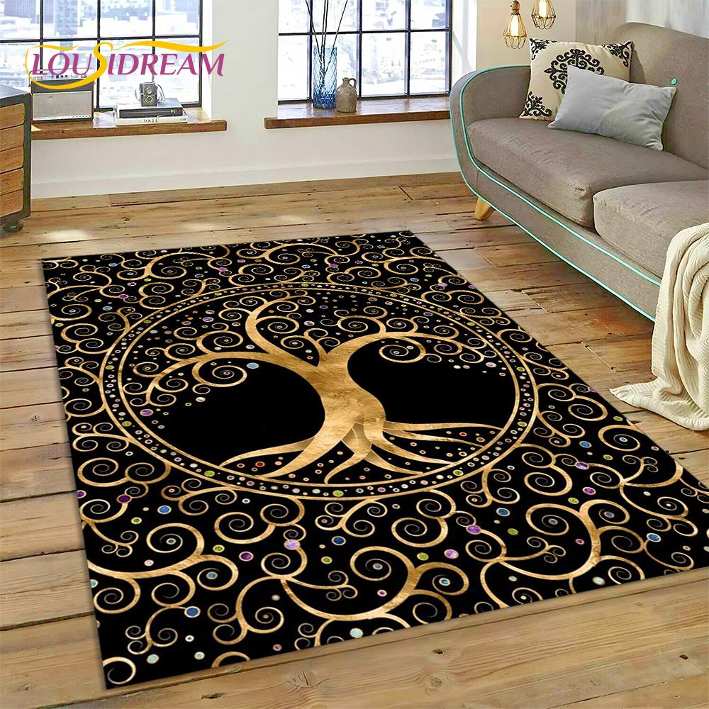 Tree of Life Nature Viking Yggdrasil Norse Rug Carpet for Living Room Bedroom Decor,Non-slip Decoration for Sofa Doormat Gift
