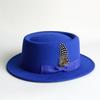 Vintage Pork Pie Hat For Men Wide Brim Felt Black Fedora Church Jazz Ribbon Trilby Panama Gangsters Caps Gentleman'S Style
