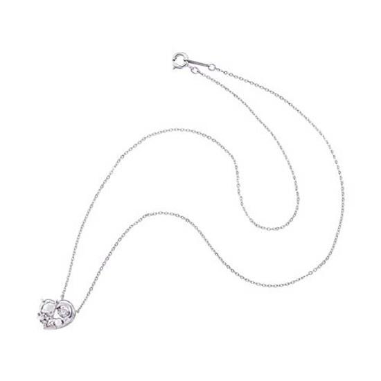 White Clover Pochacco Sanrio Characters Dancing Stone Necklace Pendant Open Heart Silver Color 925 Cubic Zirconia SAPOC-N005RD