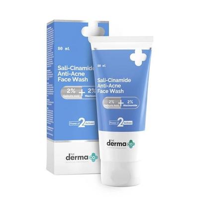 The Derma Co Sali-Cinamide Przeciwtrądzikowy Żel do Mycia Twarzy I Z 2% Kwasem Salicylowym i 2% Niacynamidem I Skóra Mieszana I Moc 2 Składników Aktywnych - 80ml
