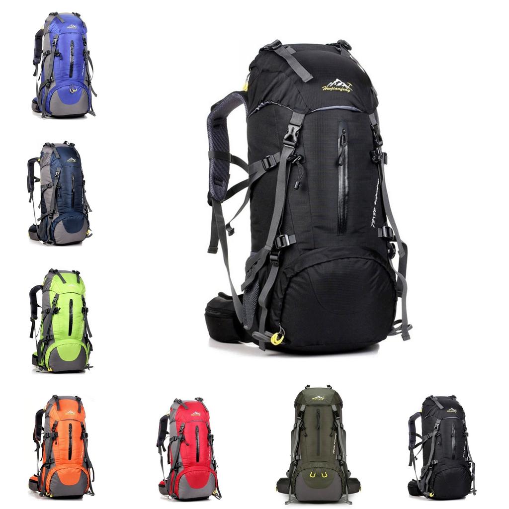 50L Waterproof Climbing Bag with Rain Cover Nylon Rucksack Outdoor Sport Backpacking Camping Travel Trekking Knapsack backpacks