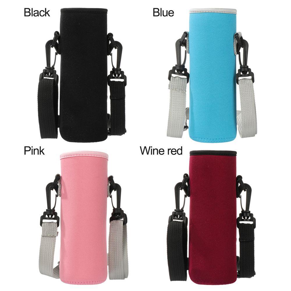 Water Bottle Cover Bag Pouch With Strap Neoprene Water Pouch Holder Shoulder Strap Black Bottle Carrier Insulat Bag