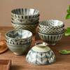 Japanese Imported Antique Dyed Rice Bowl Soup Bowl High Foot Small Bowl Underglaze Ceramic Tableware