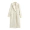 Womens Solid Color Mid-Length Blend Wool-Like Coat 2026 Streetwear Outerwear