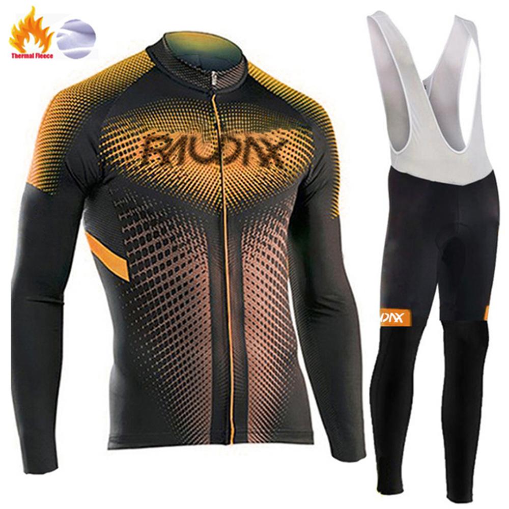 Winter Cycling Jersey Set Men Thermal Fleece Cycling Clothing Black Road Bike Suit MTB Uniforme Bicycle Maillot Ciclismo