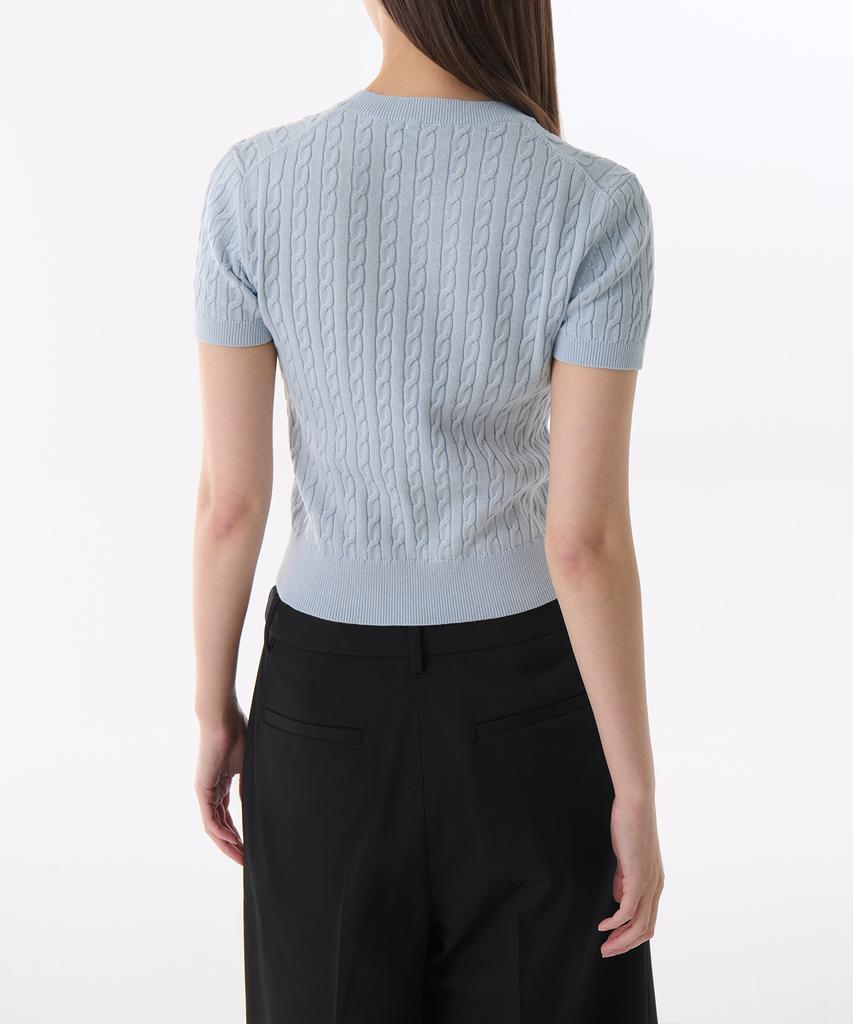 MUSINSA STANDARD WOMAN Women'S Cable Crew Neck Short Sleeve Knit [Pastel Blue]