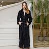 Extended Length Coral Fleece Bathrobe and Pajama Set for Men and Women - Plush, Thickened, Perfect for Winter and Autumn