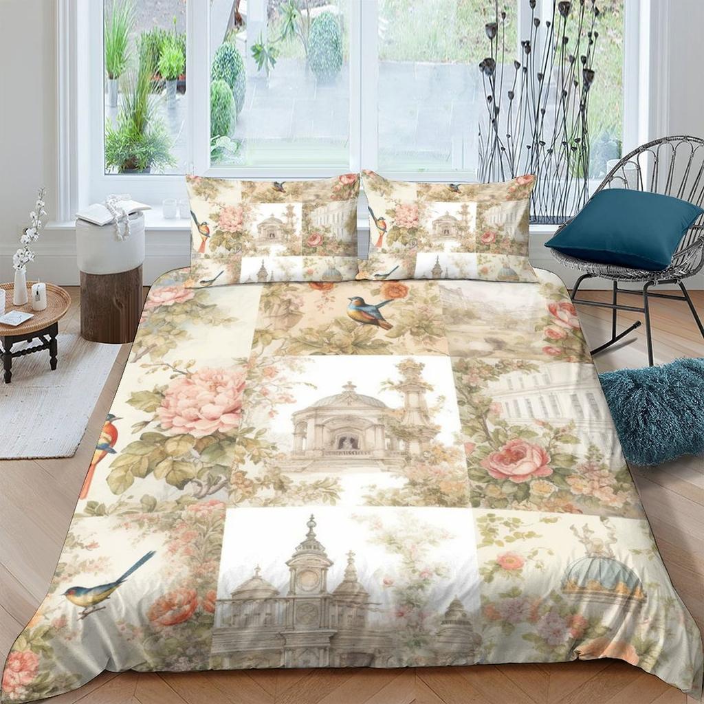 3D Digital Printing Hand-Painted Plant Flower Quilt Cover Pillowcase Two Or Three-Piece Set Polyester Abraded