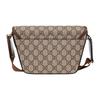 Gucci Interlocking Double G Oval Tag Trapezoidal Leather And Canvas Crossbody Shoulder Bag Men bags 715767-92THG-8563