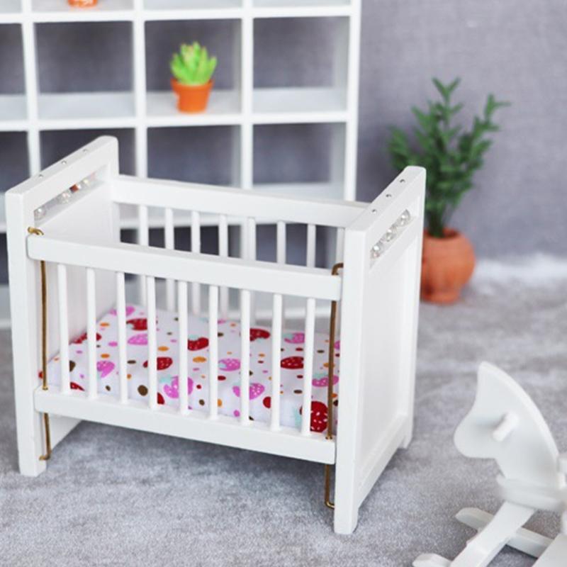 Realistic Crib Model Wood Crib Dollhouses Realistic Mini Size Collection Toy