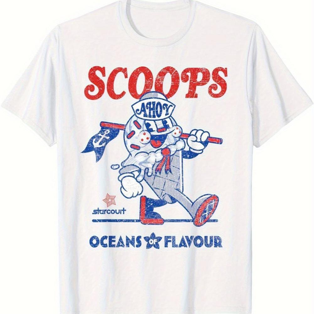 Retro Scoops Ahoy Ice Cream Mascot TShirt A Retro Cartoon Character TShirt with The Scoops Ahoy Logo Suitable for All Seasons S