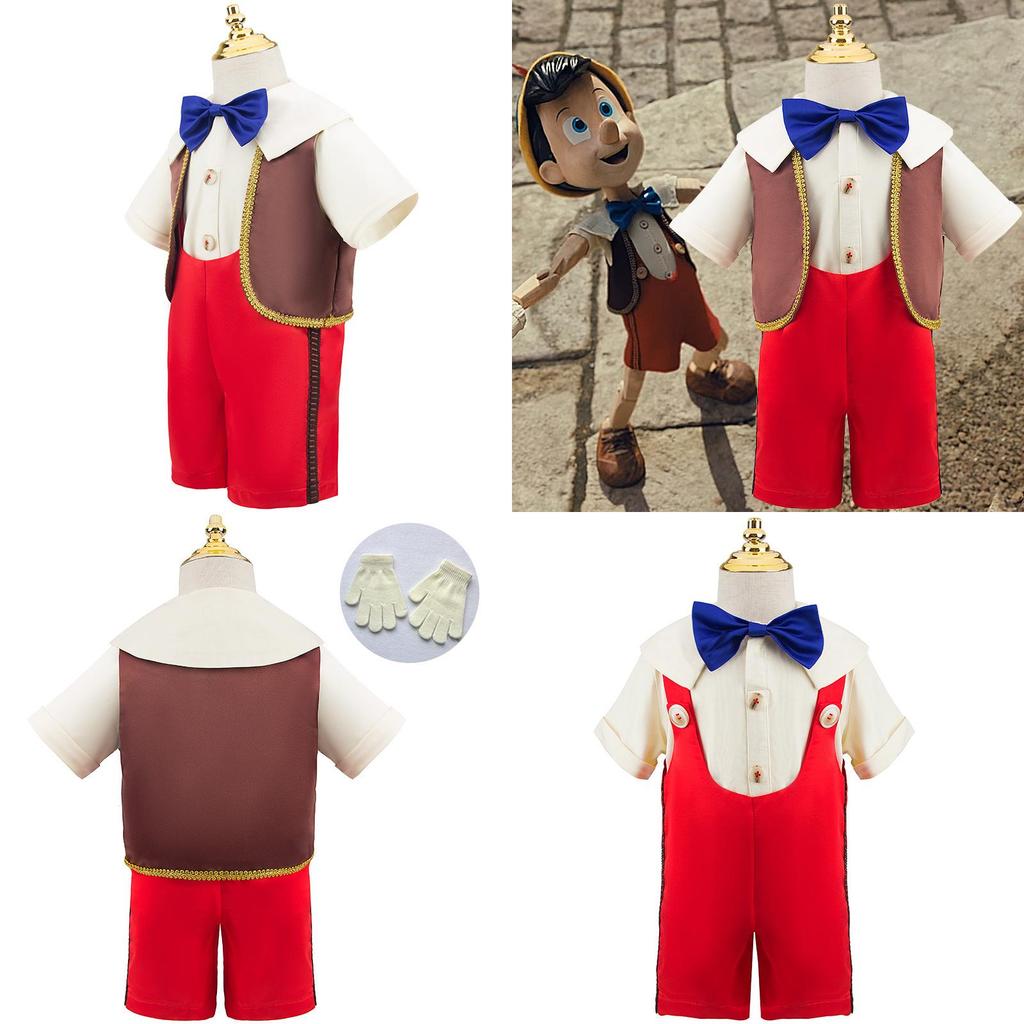 Nuovo Arrivo Costume Cosplay da Pinocchio per Ragazzi Set da Tre Pezzi Per Spettacolo Travestimento
