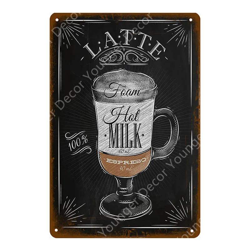 Coffee Menu Plaque Home Bar Cafe Vintage Wall Decor Art Metal Tin Signs Pub Tavern Retro Decorative Plates Metal Poster YJ177