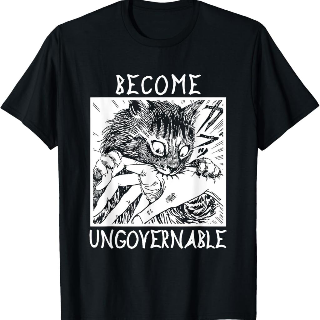 Become Ungovernable Funny Biting Hand Cat Meme Vintage T-Shirt(1)